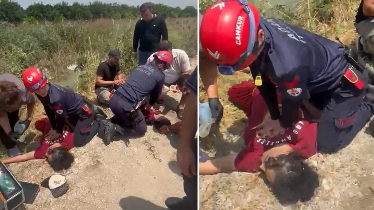 Sulama kanalına uçan otomobildeki 2 kişinin duran kalbi yeniden çalıştırıldı Img