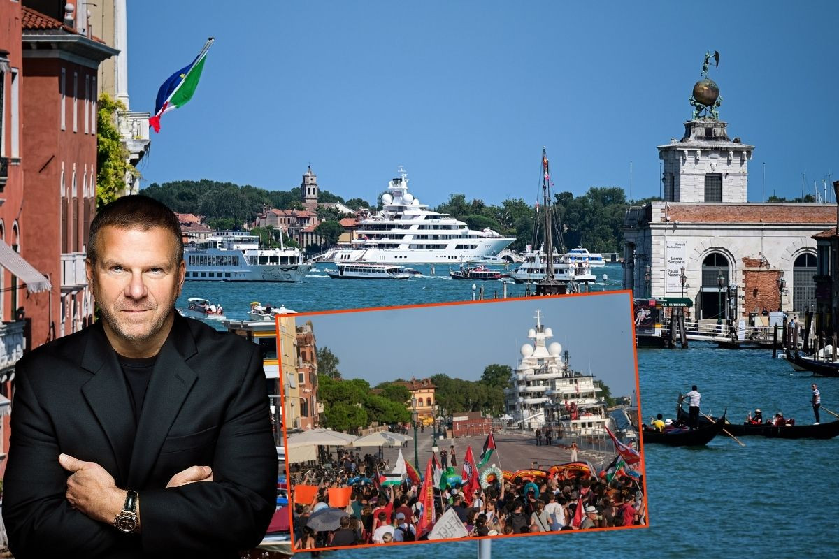 ABD’nin milyarder iş insanı ve İtalya Büyükelçisi Tilman Fertitta ultra lüks yatı Boardwalk’la gittiği Venedik’te protesto edildi Img